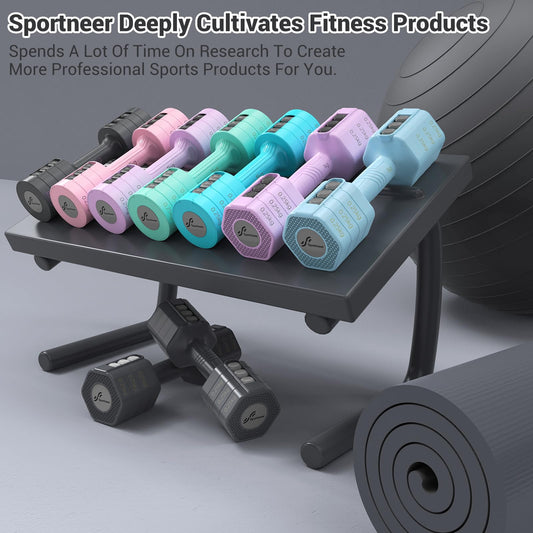 Hanteln Set, Sportneer Verstellbare Hanteln Frauen Set je 1–2,5 kg, 4-in-1 Kurzhanteln 2er Set, Adjustable Dumbbell Set für Home Gym, Fitness, Krafttraining, Geschenk (Schwarz-Grau)