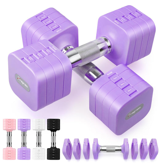 Fragraim 5 KG x 2 Verstellbar Hanteln Set für Frauen Männer Handgewichte Sets Kurzhanteln Verstellbar für Heimfitnessstudio Training Krafttraining Geräte - Purple