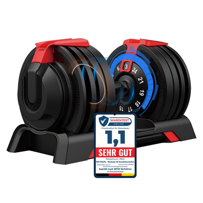 DH FitLife Verstellbare Kurzhantel 24kg 3–24 kg, 12 Gewichtsstufen, Hantel Set 12-in-1 für Krafttraining (1 Stück)