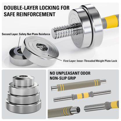 TohieVogh Verstellbares Hantel Set 10kg, 2-in-1 Kurzhanteln 2er Set mit Verbindungsstange & Koffer für Homegym Training