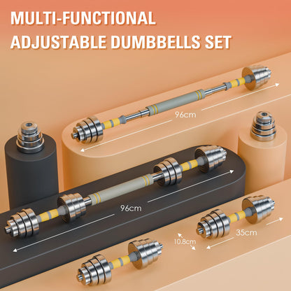 TohieVogh Verstellbares Hantel Set 10kg, 2-in-1 Kurzhanteln 2er Set mit Verbindungsstange & Koffer für Homegym Training